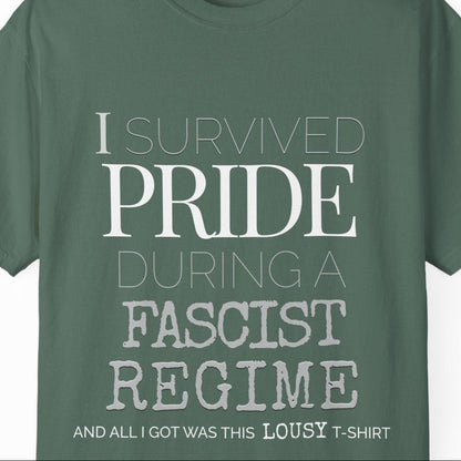 I SURVIVED PRIDE Graphic T-Shirt — Minimalist White Statement Tee | Designed by Queer Energy - Queer Energy