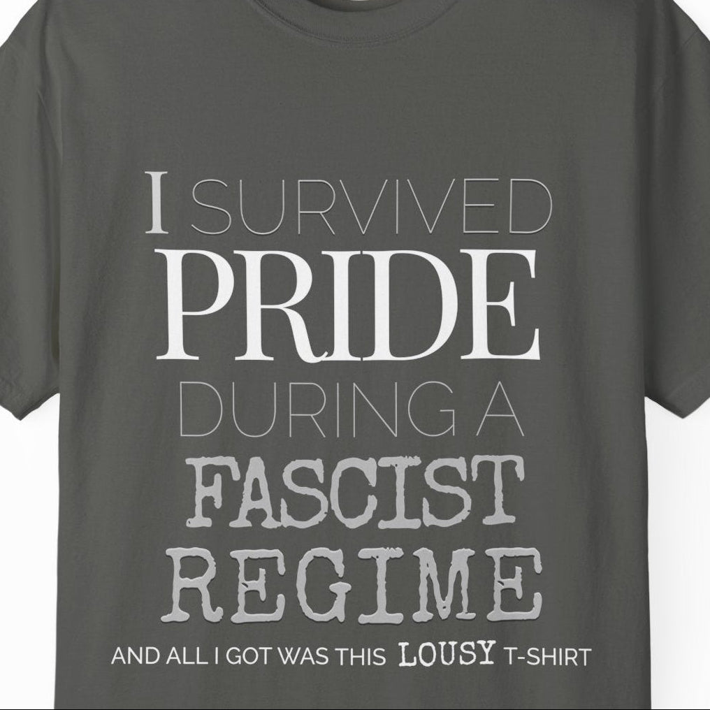 I SURVIVED PRIDE Graphic T-Shirt — Minimalist White Statement Tee | Designed by Queer Energy - Queer Energy