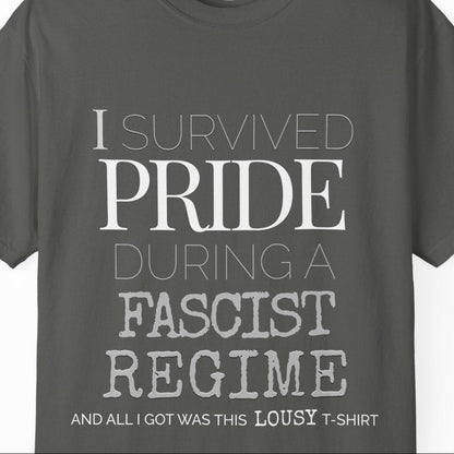 I SURVIVED PRIDE Graphic T-Shirt — Minimalist White Statement Tee | Designed by Queer Energy - Queer Energy