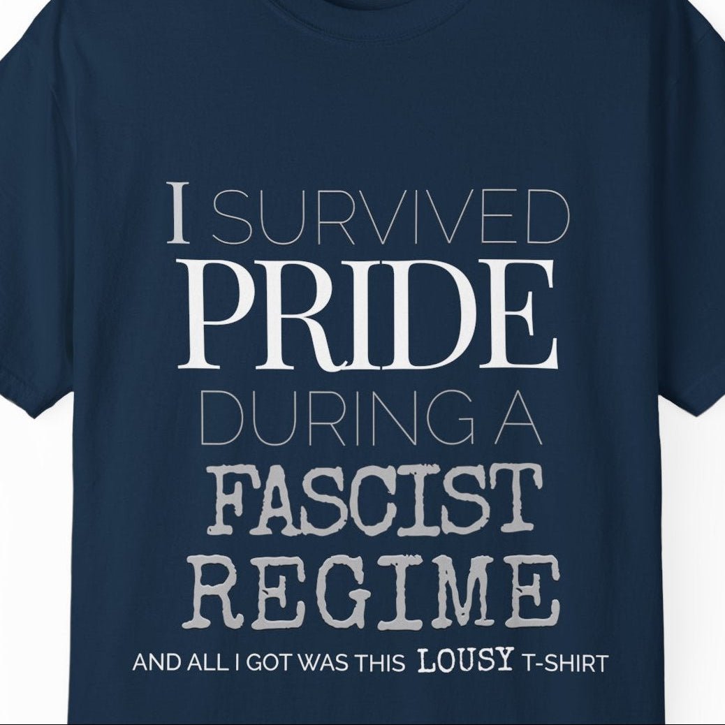 I SURVIVED PRIDE Graphic T-Shirt — Minimalist White Statement Tee | Designed by Queer Energy - Queer Energy