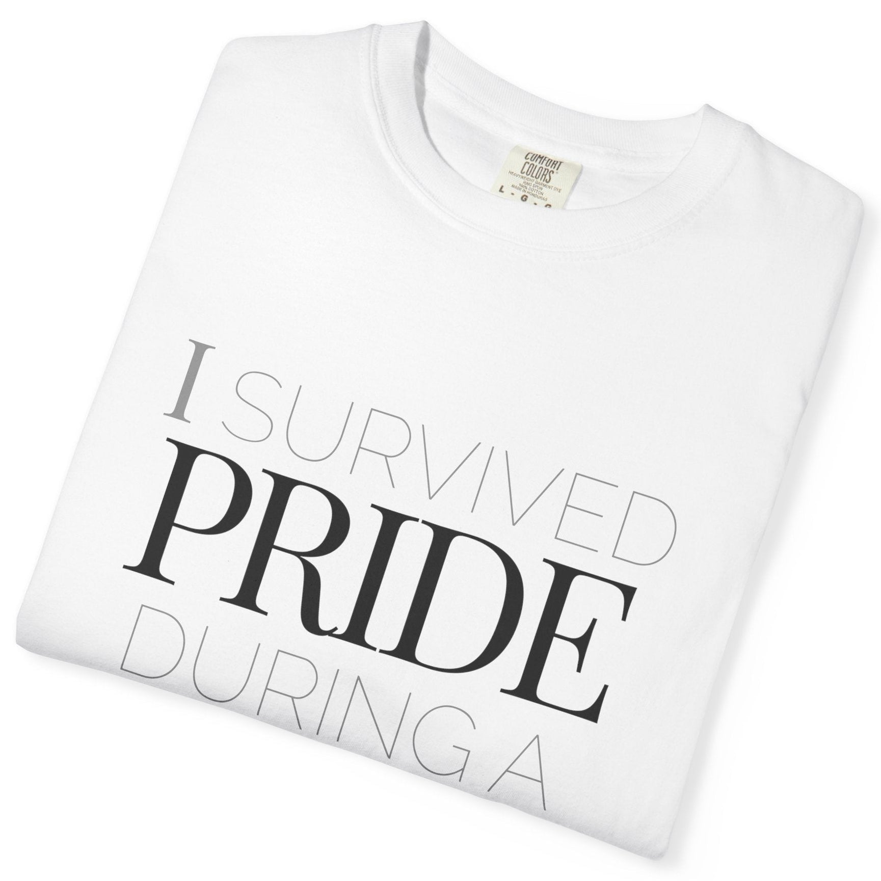 I SURVIVED PRIDE Graphic T-Shirt — Minimalist White Statement Tee | Designed by Queer Energy - Queer Energy