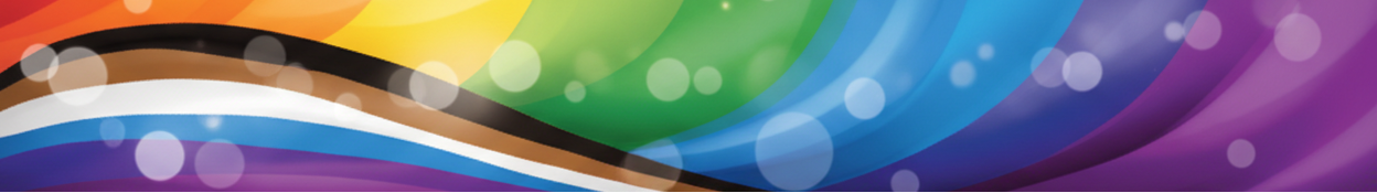 Queer Energy Contact form background banner in Progress Flag colors