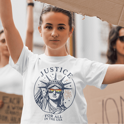 Justice For All | Gay Pride Tee Designed by Queer Energy - Queer Energy