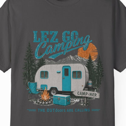 Lez Go Camping | Funny Lesbian Camping Tee Designed by Queer Energy - Queer Energy