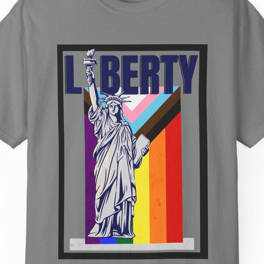 Liberty - Progress flag | Gay Pride Tee Designed by Queer Energy - Queer Energy