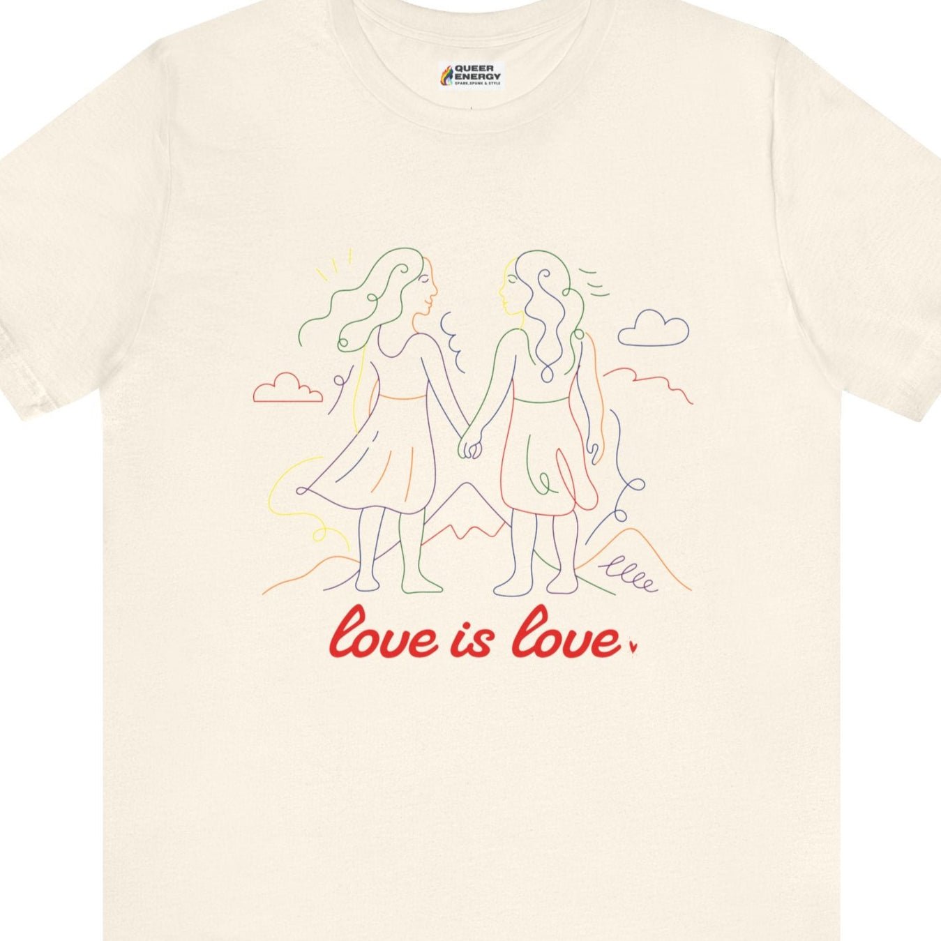 love is love | Lesbian doodle art tee - Queer Energy