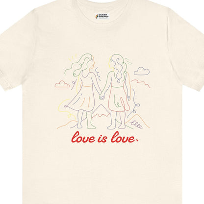 love is love | Lesbian doodle art tee - Queer Energy