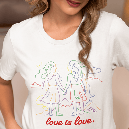love is love | Lesbian doodle art tee - Queer Energy