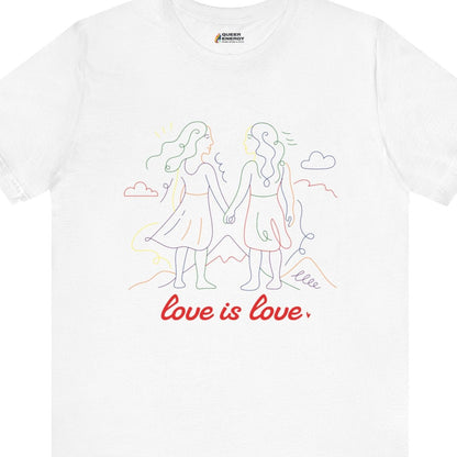 love is love | Lesbian doodle art tee - Queer Energy