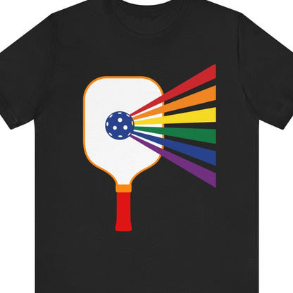 Pickleball paddle rainbow t-shirt | LGBTQ Pride tee - Queer Energy
