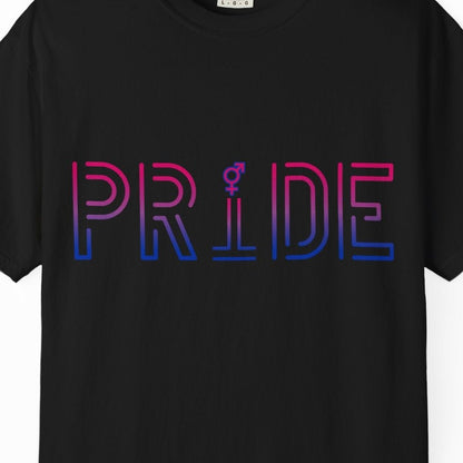 Pride Bi Tee | Bisexual Pride t-shirt, in Bisexual Pride Flag Colors, Designed by Queer Energy - Queer Energy
