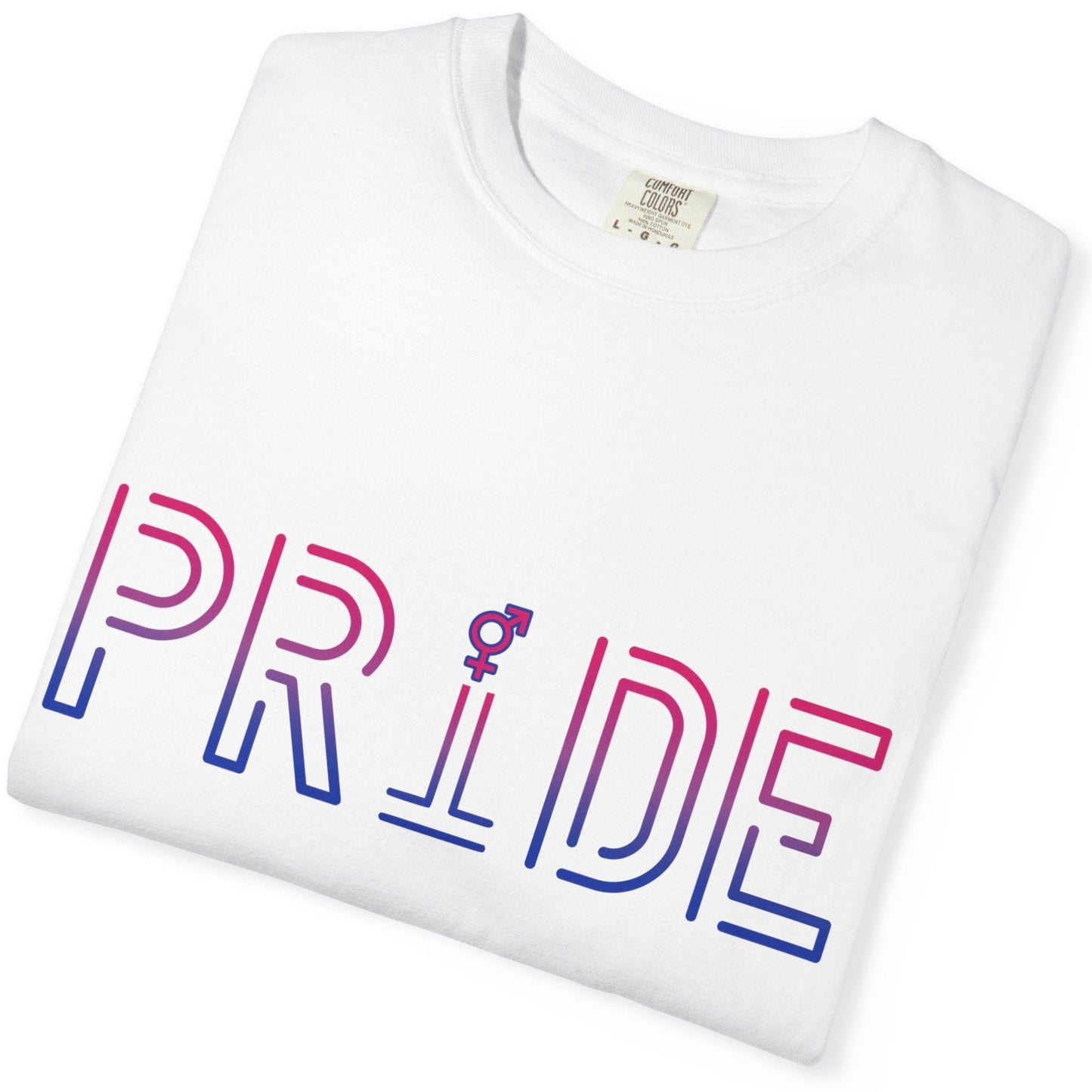 Pride Bi Tee | Bisexual Pride t-shirt, in Bisexual Pride Flag Colors, Designed by Queer Energy - Queer Energy