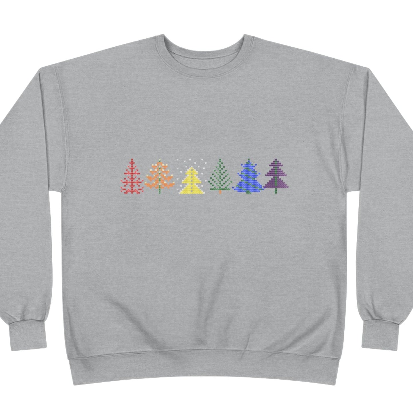 Pride Christmas Tree Line _ Rainbow Crewneck Sweatshirt - Queer Energy