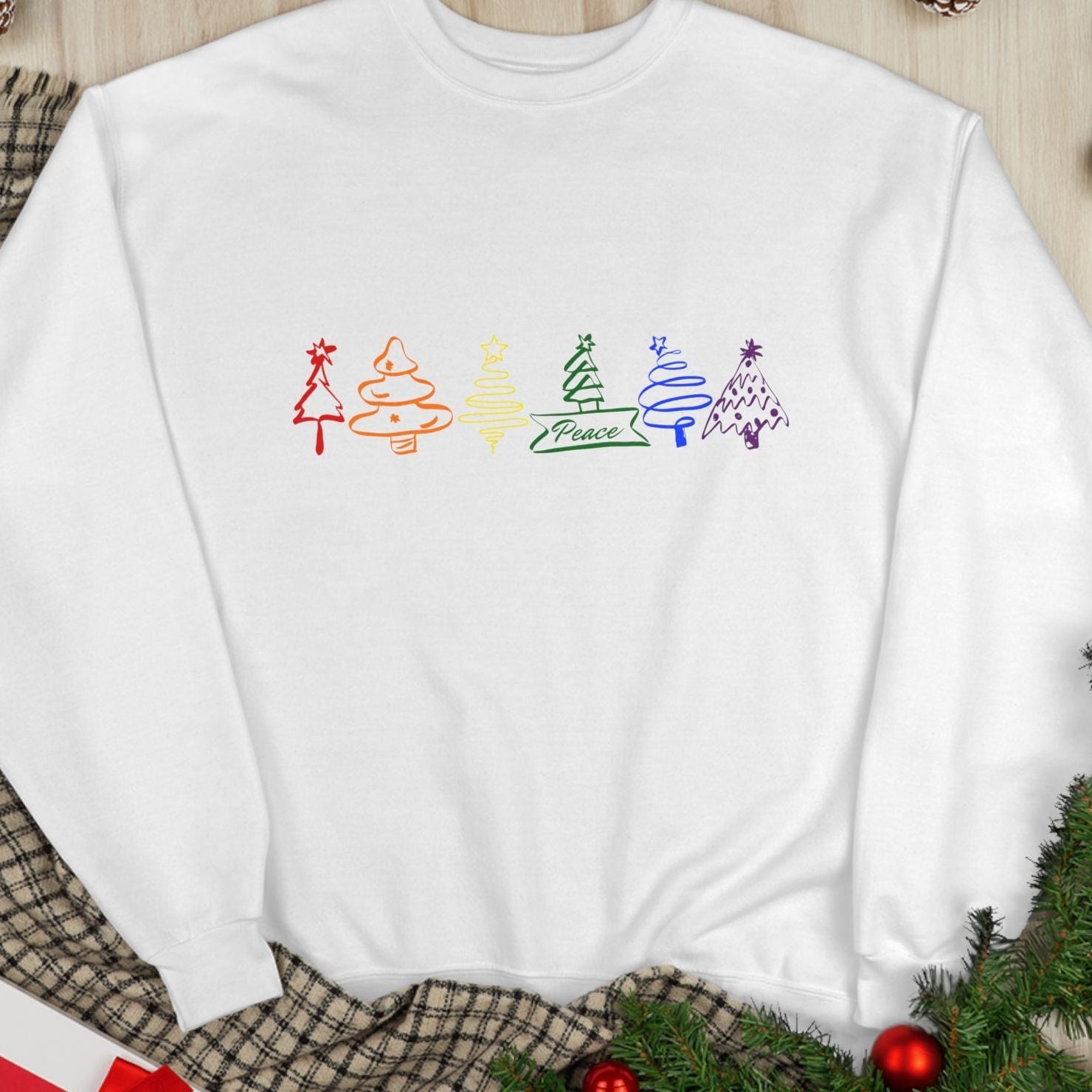 Pride Christmas Trees - Rainbow Crewneck Sweatshirt - Queer Energy