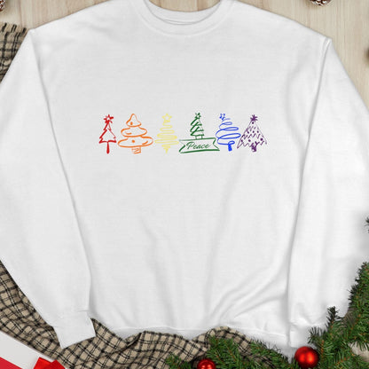 Pride Christmas Trees - Rainbow Crewneck Sweatshirt - Queer Energy