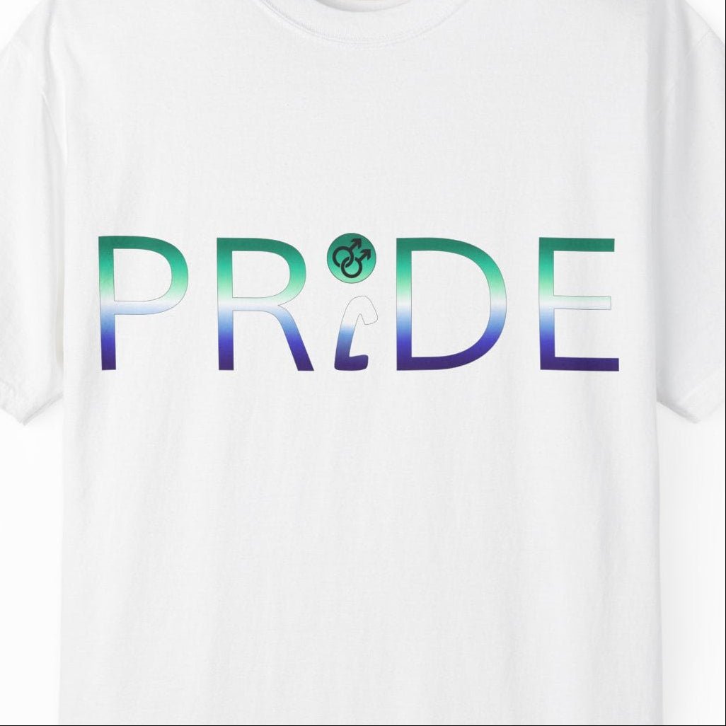 Pride Gay Tee | Gay Pride t-shirt, in Gay Pride Flag Colors, Designed by Queer Energy - Queer Energy