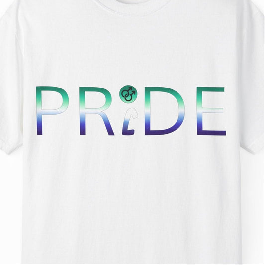 Pride Gay Tee | Gay Pride t-shirt, in Gay Pride Flag Colors, Designed by Queer Energy - Queer Energy