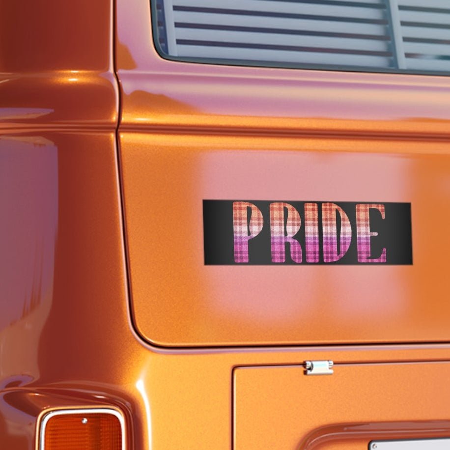Pride Lesbian Bumper Sticker | Sapphic Pride sticker, Plaid Lesbian Pride Flag Colors, Designed by Queer - Queer Energy
