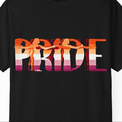 Pride Lesbian Tee | Sapphic Pride t-shirt, in Lesbian Pride Flag Colors, Designed by Queer Energy - Queer Energy