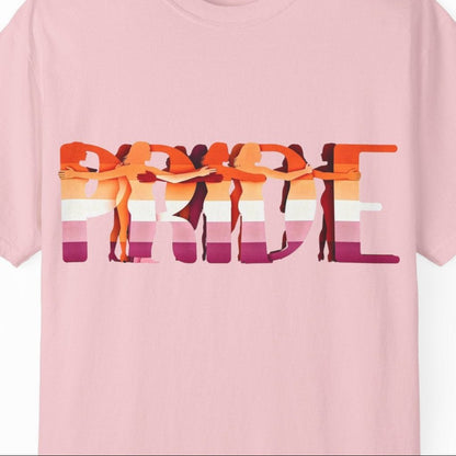 Pride Lesbian Tee | Sapphic Pride t-shirt, in Lesbian Pride Flag Colors, Designed by Queer Energy - Queer Energy