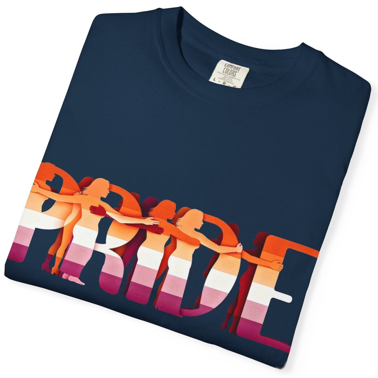 Pride Lesbian Tee | Sapphic Pride t-shirt, in Lesbian Pride Flag Colors, Designed by Queer Energy - Queer Energy