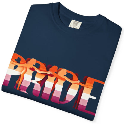 Pride Lesbian Tee | Sapphic Pride t-shirt, in Lesbian Pride Flag Colors, Designed by Queer Energy - Queer Energy