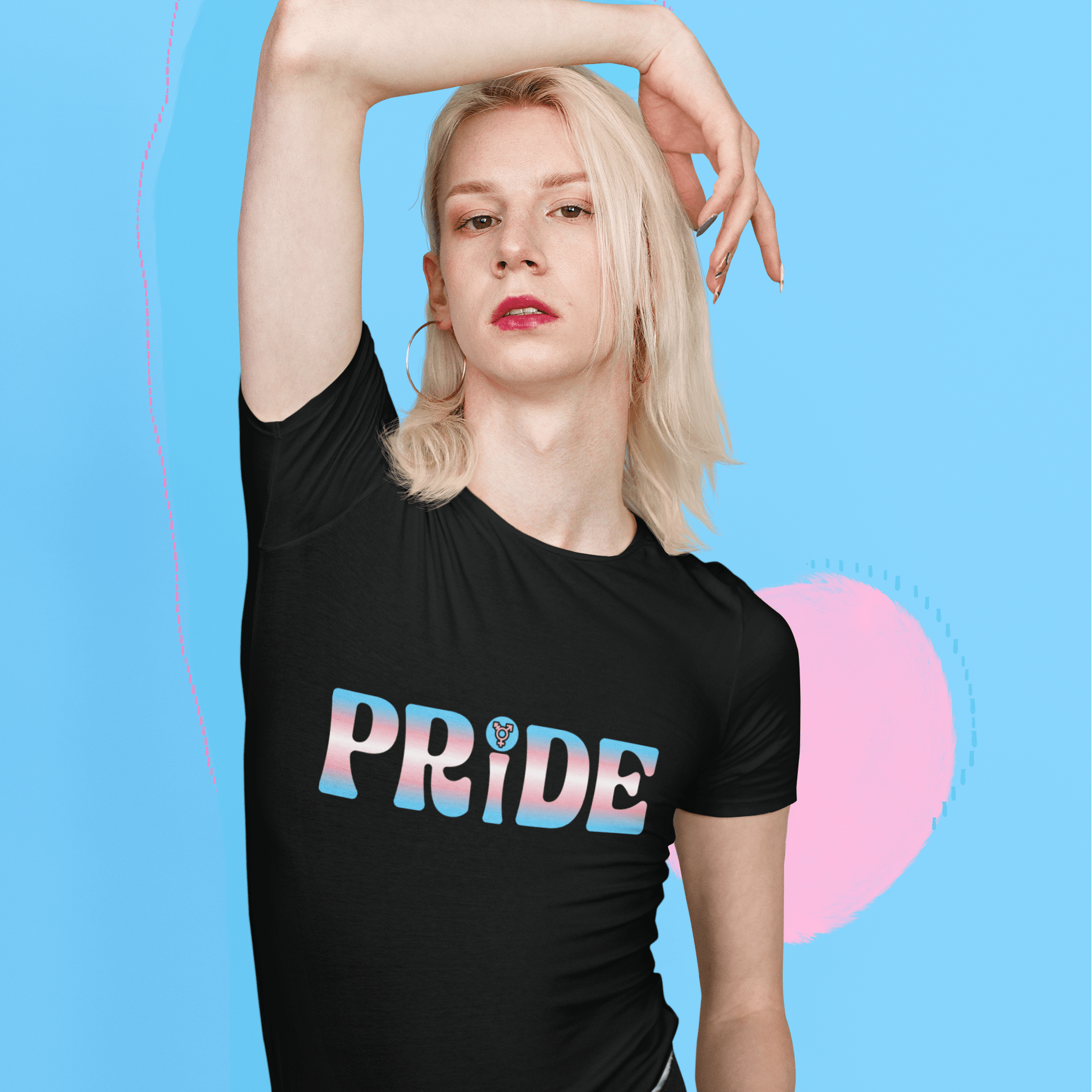 Pride Trans Tee | Transgender Pride Flag Colors, Trans T-shirt Designed by Queer Energy - Queer Energy