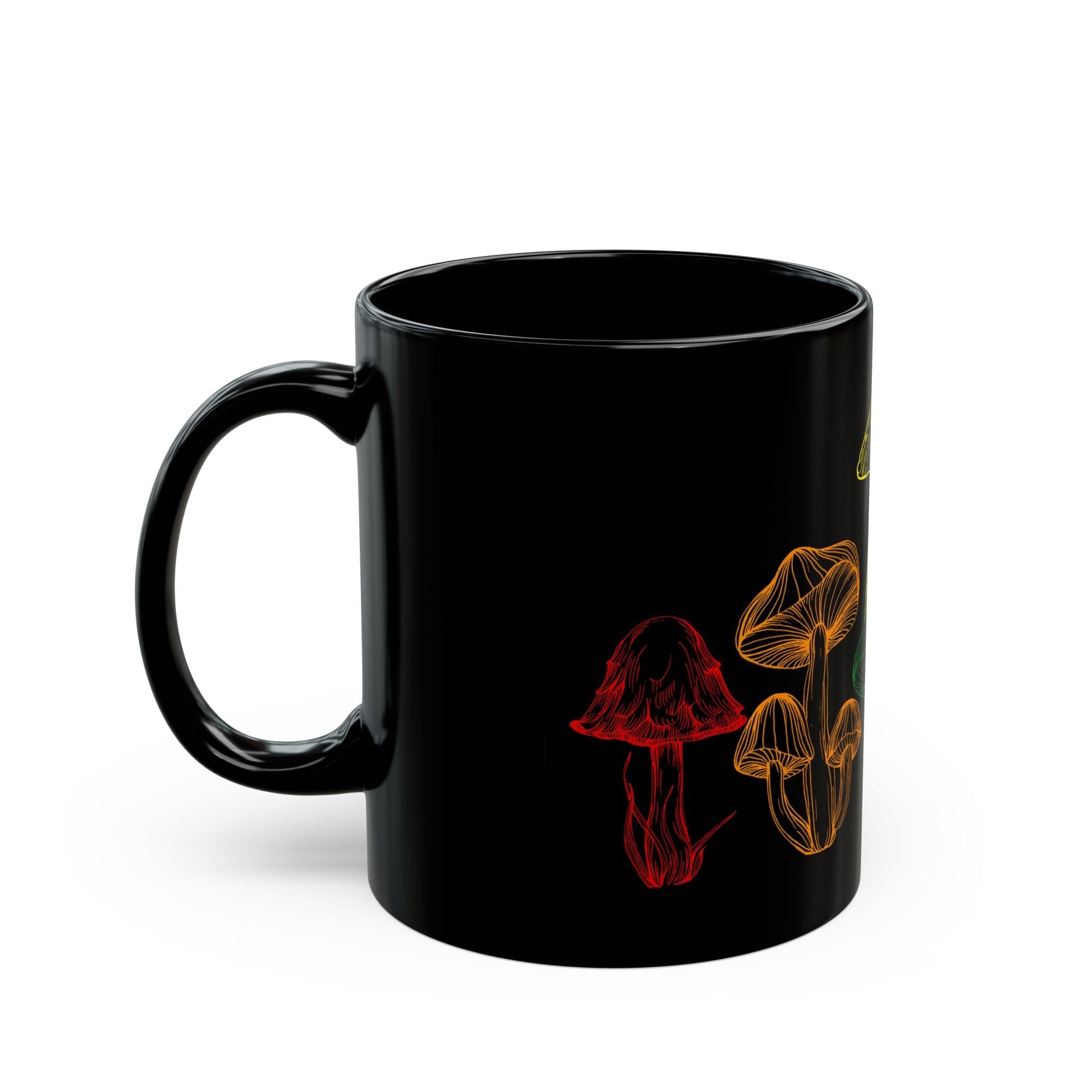Rainbow Mushroom Magic | Black Ceramic Mug (11oz)Designed by Queer Energy - Queer Energy