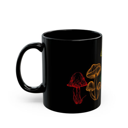 Rainbow Mushroom Magic | Black Ceramic Mug (11oz)Designed by Queer Energy - Queer Energy