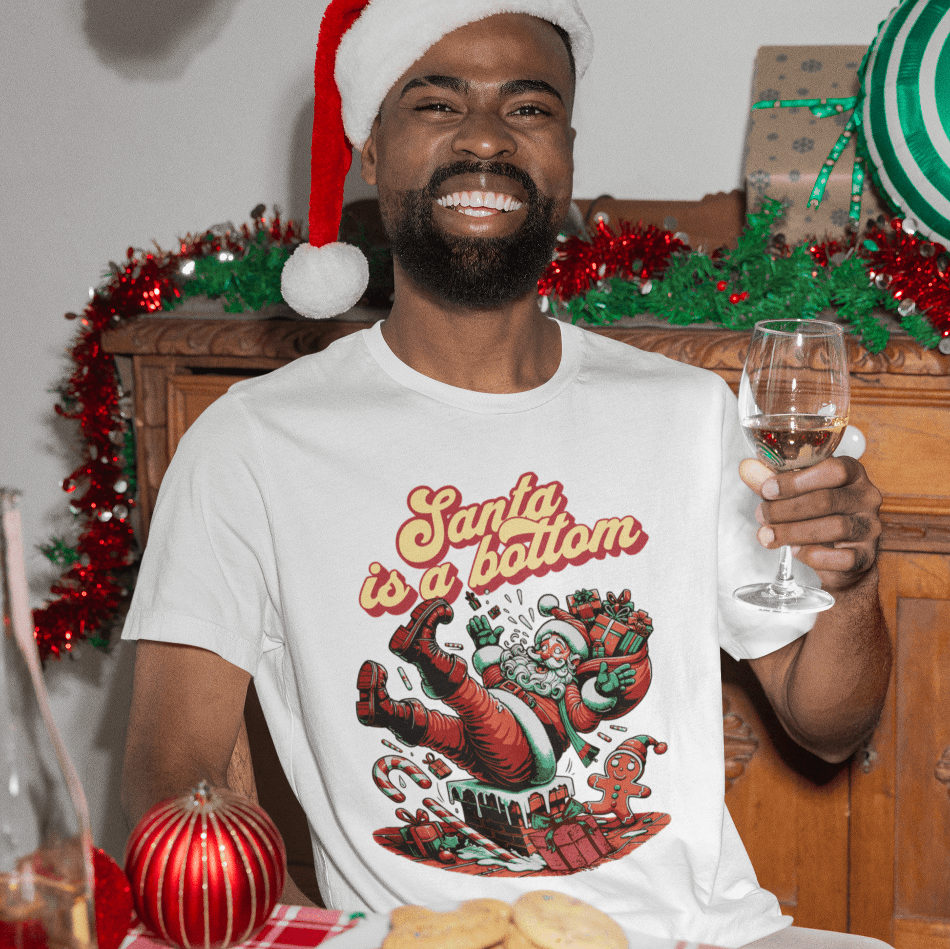 Santa is a bottom | Funny Gay Christmas tee - Queer Energy