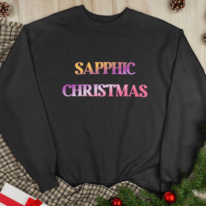 Sapphic Christmas | Crewneck Sweatshirt in Sapphic Pride Flag colors - Queer Energy