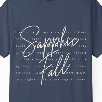 Sapphic Fall | Fall Lesbian Tee Designed by Queer Energy - Queer Energy