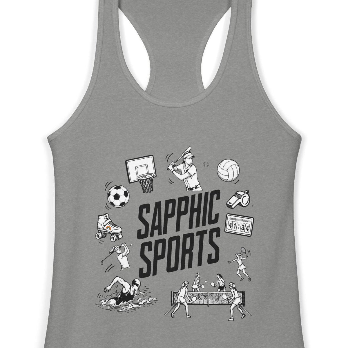 Sapphic Sports | Women's Racerback Tank Designed by Queer Energy - Queer Energy