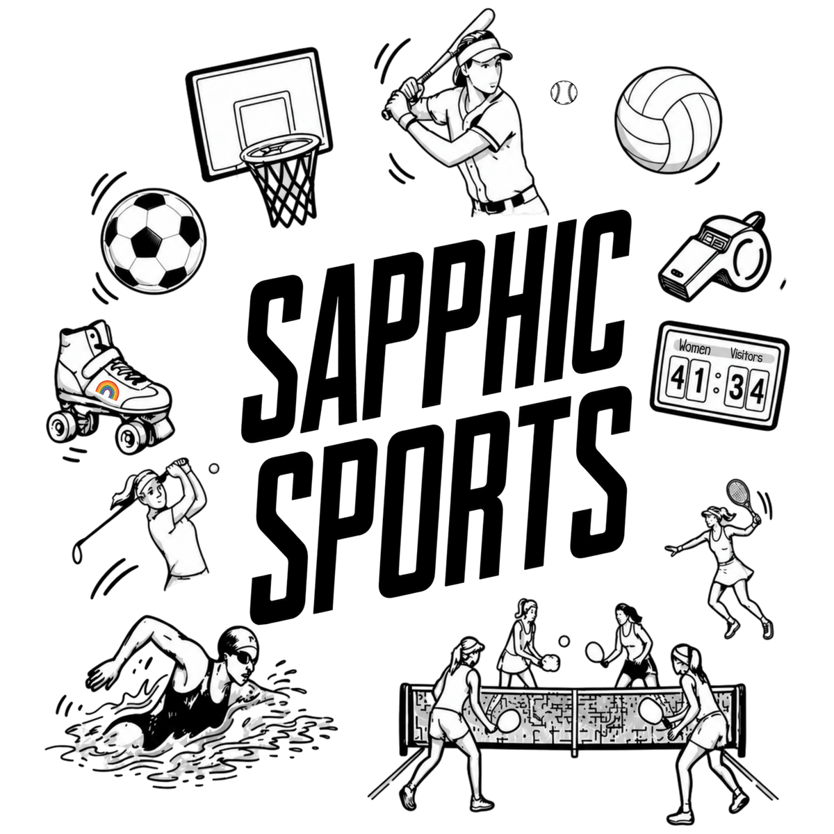 Sapphic Sports | Women's Racerback Tank Designed by Queer Energy - Queer Energy