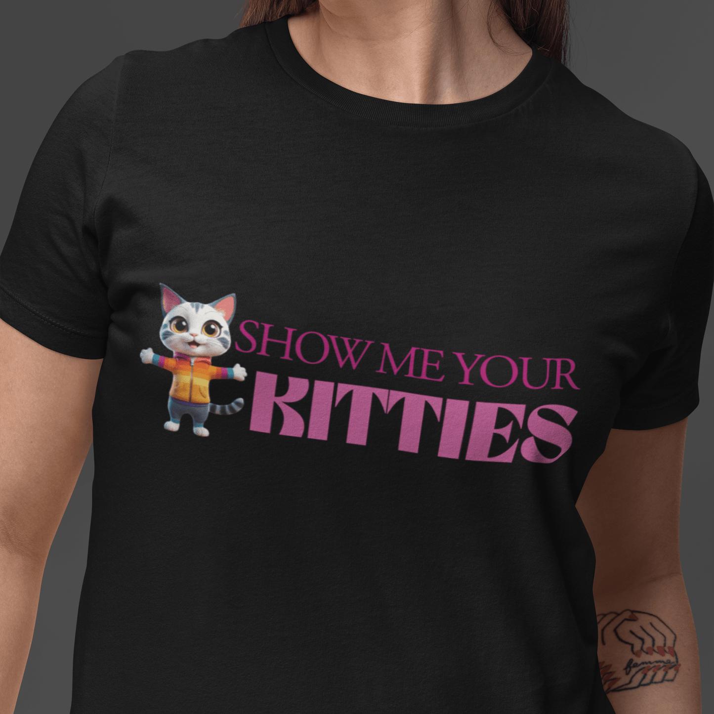 SHOW ME YOUR KITTIES | Cute Lesbian Cat Graphic Tee - Queer Energy
