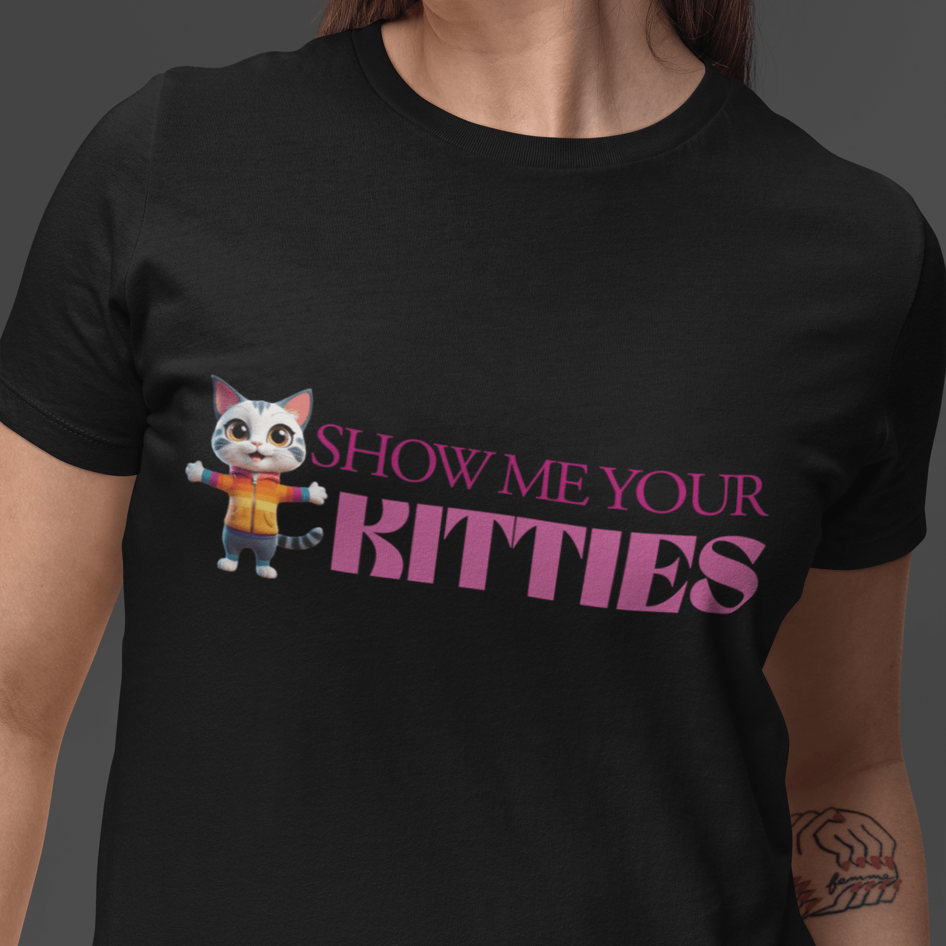 SHOW ME YOUR KITTIES | Cute Lesbian Cat Graphic Tee - Queer Energy