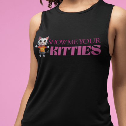 Show Me Your Kitties | Lesbian's Flowy Scoop Muscle Tank Designed by Queer Energy - Queer Energy