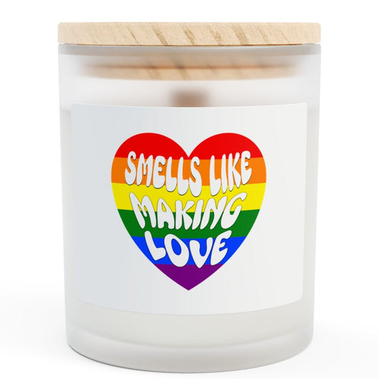 SMELLS LIKE MAKING LOVE | Gay Pride Frosted Glass Candle, 11oz - Queer Energy