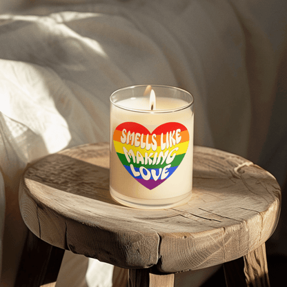 SMELLS LIKE MAKING LOVE | Gay Pride Frosted Glass Candle, 11oz - Queer Energy