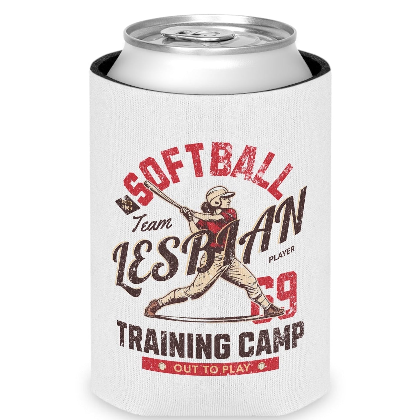 Softball Lesbian Training Camp | Can Cooler Designed by Queer Energy - Queer Energy
