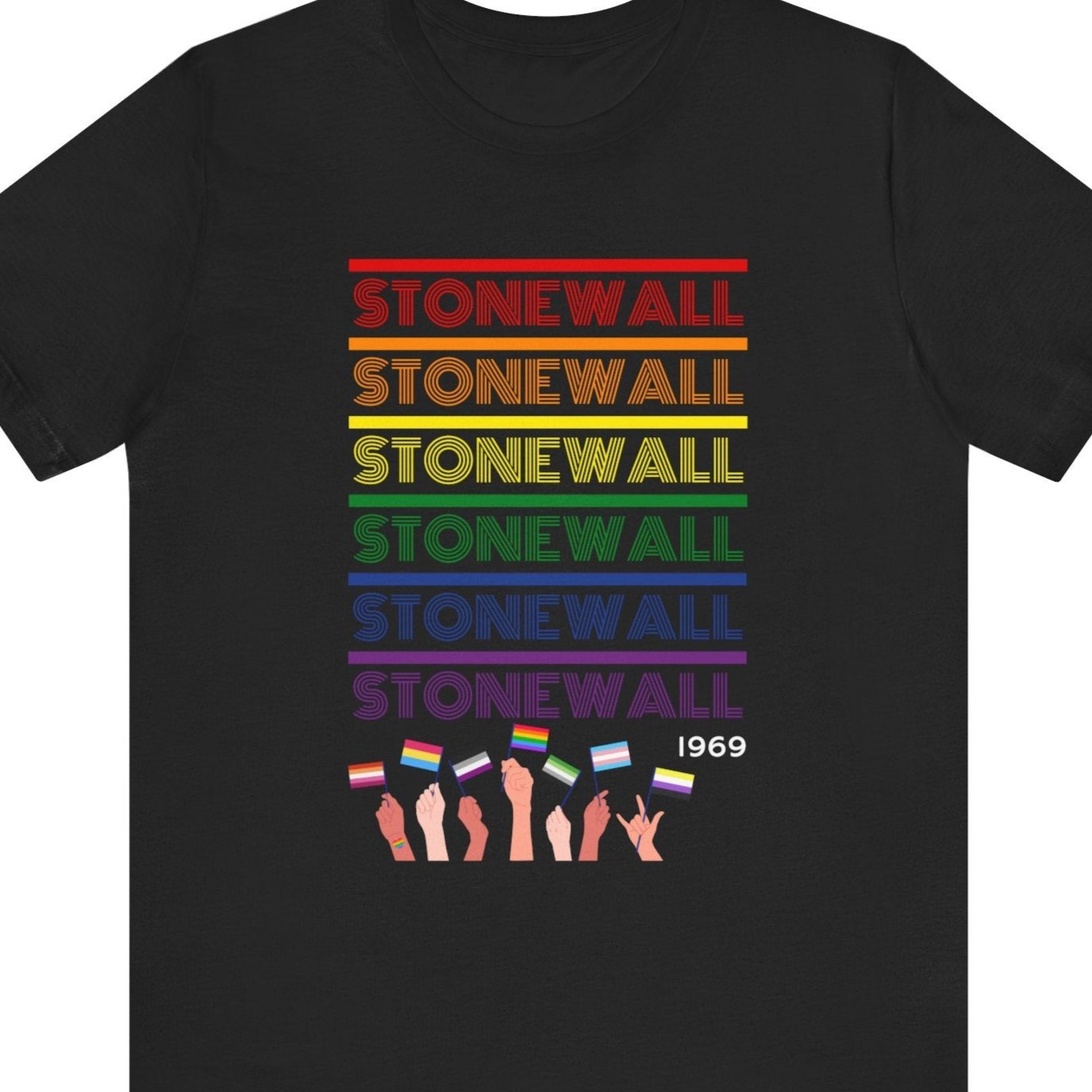 STONEWALL 1969 | LGBTQ History Tee with Diverse Pride Flags - Queer Energy
