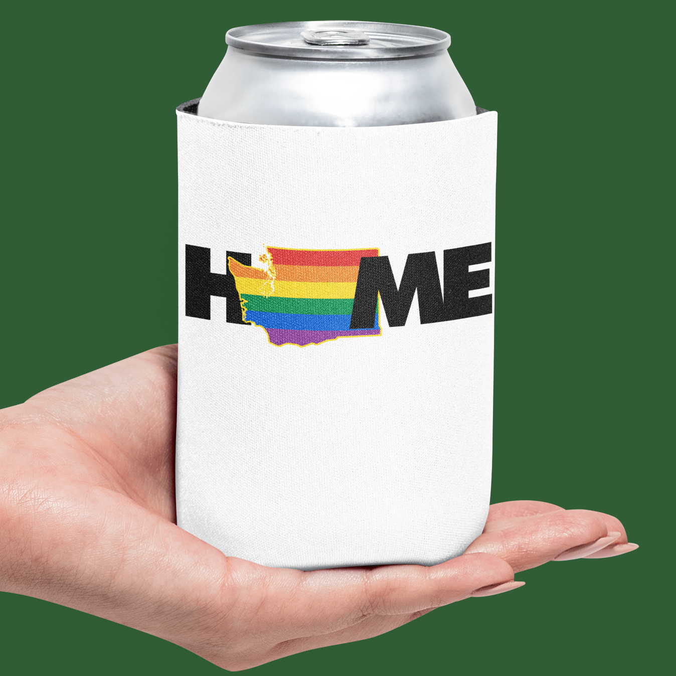 Washington Home LGBTQ+ Pride Koozie | Designed by Queer Energy - Queer Energy