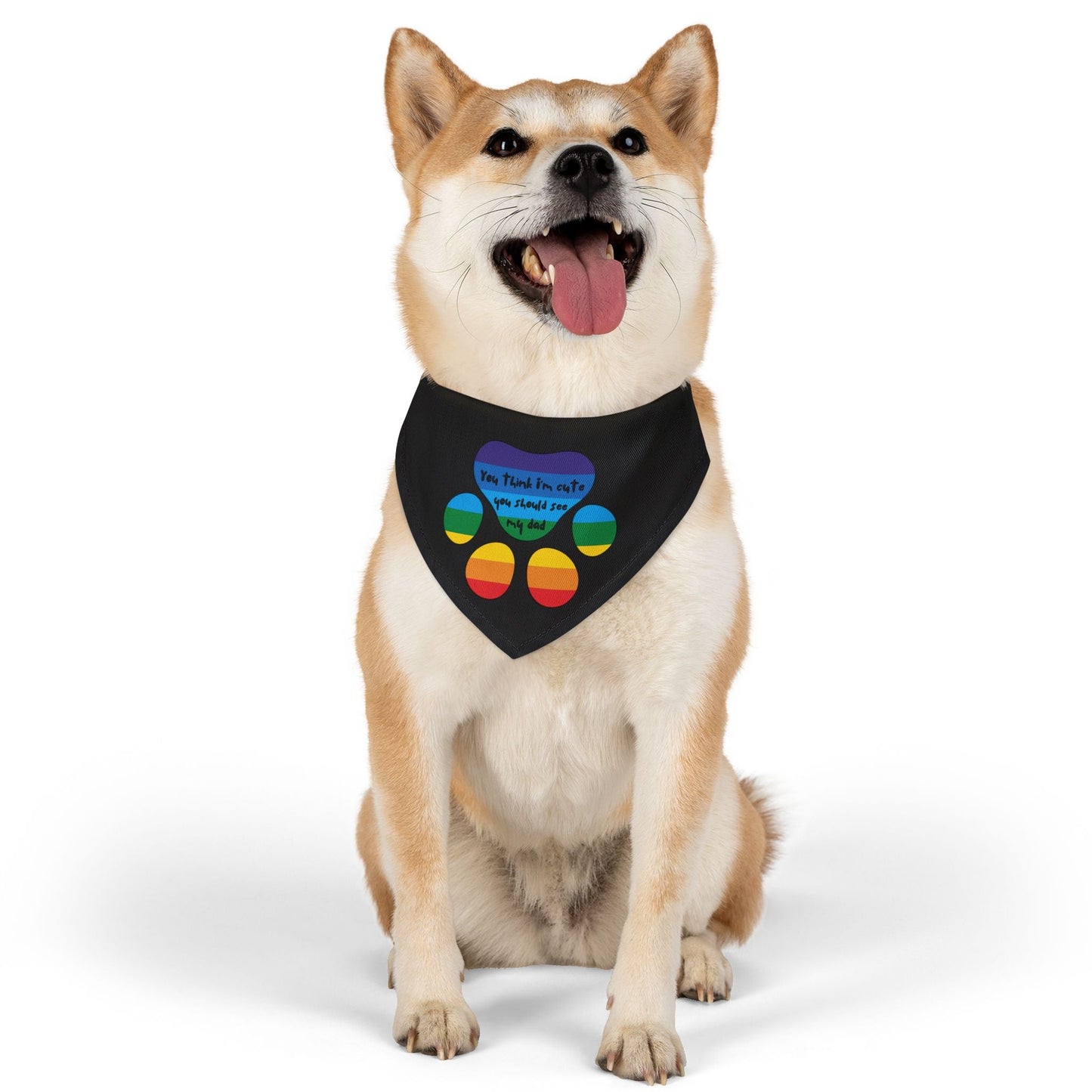 You think I'm cute you should see my dad | Pet bandana - Queer Energy