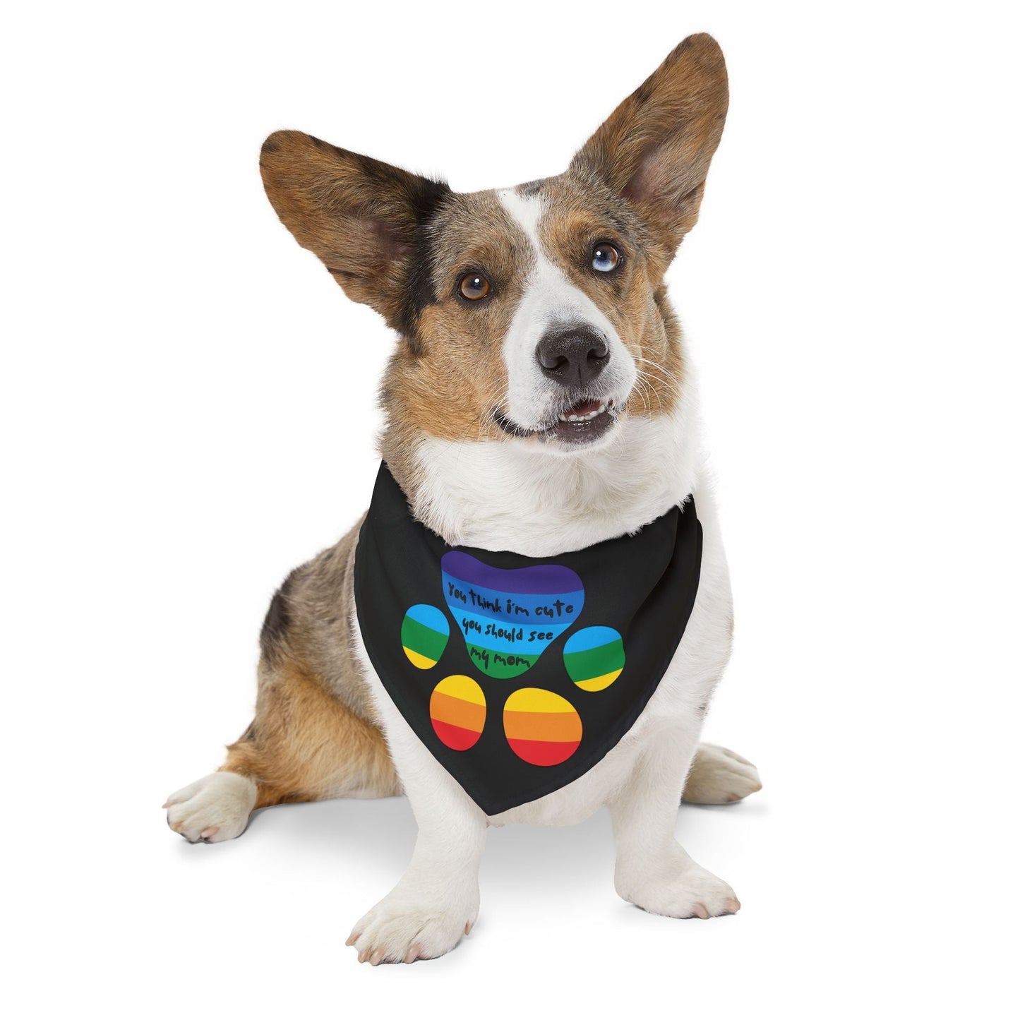 You think I'm cute you should see my mom | Pet Bandana Collar - Queer Energy